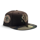 Brown Chicago Blackhawks Woodland Camo Visor Gray Bottom 42nd All Star Game Side Patch New Era 59Fifty Fitted
