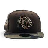 Brown Chicago Blackhawks Woodland Camo Visor Gray Bottom 42nd All Star Game Side Patch New Era 59Fifty Fitted