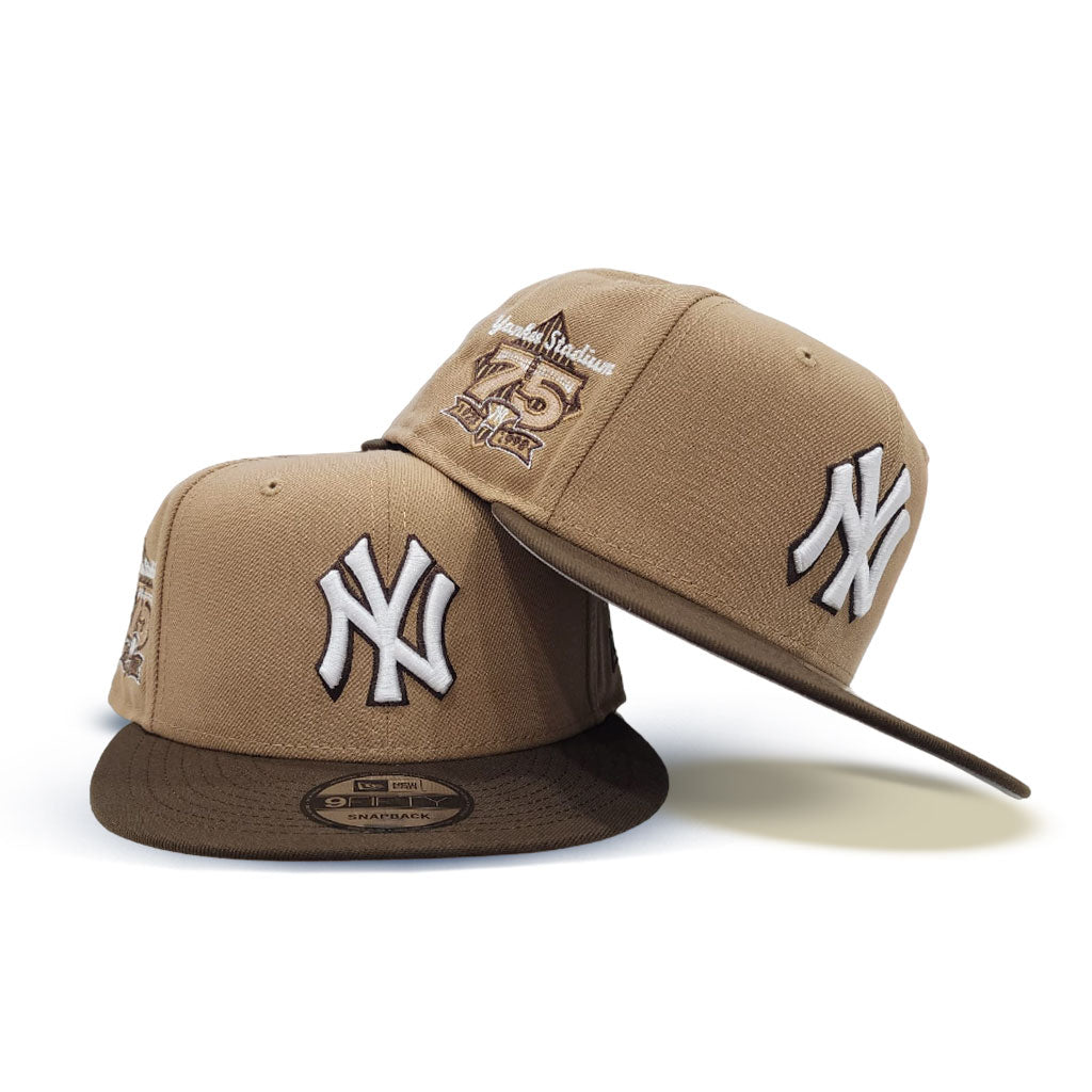 Khaki New York Yankees Brown Visor Gray Bottom 75th Anniversary Side Patch New Era 9Fifty Snapback