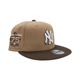 Khaki New York Yankees Brown Visor Gray Bottom 75th Anniversary Side Patch New Era 9Fifty Snapback