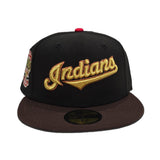Black Cleveland Indians Brown Visor Gray Bottom Inaugural Season 1994 Jacobs Field Side Patch 59fifty Fitted
