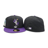 Purple Colorado Rockies Mascot Logo Black Visor Gray Bottom 1995 Coors Field Side Patch New Era 59Fifty Fitted