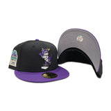 Purple Colorado Rockies Mascot Logo Black Visor Gray Bottom 1995 Coors Field Side Patch New Era 59Fifty Fitted