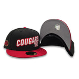 Black University Of Houston Cougars Red Visor Gray Bottom Cougars Side Patch New Era 59Fifty Fitted