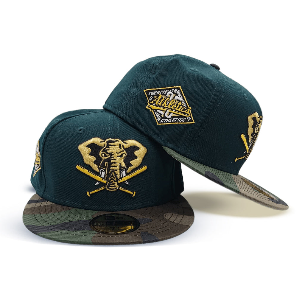 Oakland Athletics New Era Home Authentic Collection On-Field 59FIFTY Fitted Hat - Green/Yellow, Size: 7 3/4