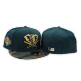 Dark Green Oakland Athletics Camo Visor Gray Bottom 25th Anniversary New Era 59Fifty Fitted