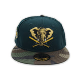 Dark Green Oakland Athletics Camo Visor Gray Bottom 25th Anniversary New Era 59Fifty Fitted