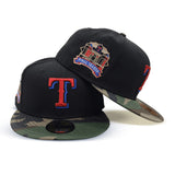 Black Texas Rangers Camo Visor Gray Bottom Final Season Side Patch New Era 59Fifty Fitted