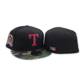 Black Texas Rangers Camo Visor Gray Bottom Final Season Side Patch New Era 59Fifty Fitted