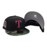 Black Texas Rangers Camo Visor Gray Bottom Final Season Side Patch New Era 59Fifty Fitted