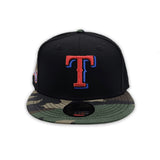 Black Texas Rangers Camo Visor Gray Bottom Final Season Side Patch New Era 59Fifty Fitted