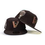 Dark Brown Upside Down Arizona Diamondbacks Pink Bottom 1998 Inaugural Season Side Patch New Era 59Fifty Fitted