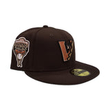 Dark Brown Upside Down Arizona Diamondbacks Pink Bottom 1998 Inaugural Season Side Patch New Era 59Fifty Fitted