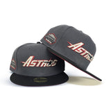 Dark Gray Houston Astros Black Visor Brick Red Bottom Astrodome Side Patch New Era 59Fifty Fitted