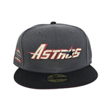 Dark Gray Houston Astros Black Visor Brick Red Bottom Astrodome Side Patch New Era 59Fifty Fitted