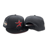 Dark Gray Houston Astros Black Visor Red Bottom 2005 World Series Side Patch New Era 9Fifty Snapback