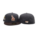 Dark Gray Los Angeles Dodgers Brown Visor Green Bottom 2024 World Series Champions Side Patch New Era 59Fifty Fitted