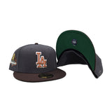 Dark Gray Los Angeles Dodgers Brown Visor Green Bottom 2024 World Series Champions Side Patch New Era 59Fifty Fitted