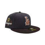 Dark Gray Los Angeles Dodgers Brown Visor Green Bottom 2024 World Series Champions Side Patch New Era 59Fifty Fitted