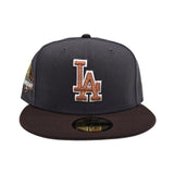 Dark Gray Los Angeles Dodgers Brown Visor Green Bottom 2024 World Series Champions Side Patch New Era 59Fifty Fitted