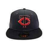 Dark Gray Minnesota Twins Black Visor Green Bottom 40th Season Side Patch New Era 59Fifty Fitted