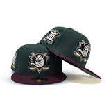 Dark Green Anaheim Mighty Ducks Maroon Visor Gray Bottom 30th Anniversary Side Patch New Era 59Fifty Fitted