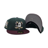 Dark Green Anaheim Mighty Ducks Maroon Visor Gray Bottom 30th Anniversary Side Patch New Era 59Fifty Fitted