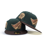 Dark Green Los Angeles Angels Brown Visor Gray Bottom 50th Anniversary Side Patch New Era 59Fifty Fitted