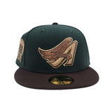 Dark Green Los Angeles Angels Brown Visor Gray Bottom 50th Anniversary Side Patch New Era 59Fifty Fitted