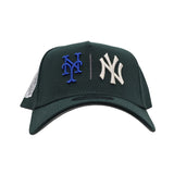 Dark Green New York Yankees x New York Mets Curved Brim Gray Bottom 2000 Subway Series Side Patch New Era 9Forty A-Frame Snapback
