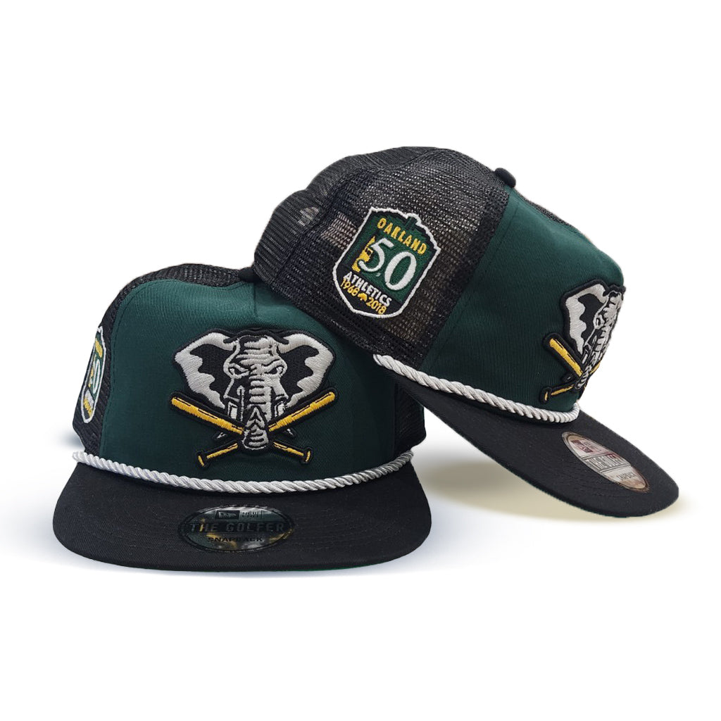 Dark Green Oakalnd Athletics Black Trucker Green Bottom 50th