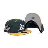 Dark Green Oakland Athletics Yellow Visor Gray Bottom 2025 All Star Game Side Patch Split Panel New Era On-field 59Fifty Fitted