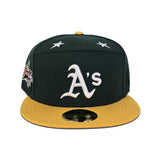 Dark Green Oakland Athletics Yellow Visor Gray Bottom 2025 All Star Game Side Patch Split Panel New Era On-field 59Fifty Fitted