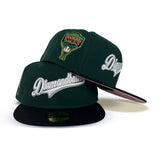 Dark Green Arizona Diamondbacks Script Logo Black Visor Pink Bottom 1998 Inaugural Season Side Patch New Era 59Fifty Fitted