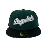 Dark Green Arizona Diamondbacks Script Logo Black Visor Pink Bottom 1998 Inaugural Season Side Patch New Era 59Fifty Fitted