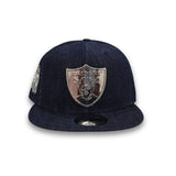 Navy Blue Denim Las Vegas Raiders 60th Anniversary New Era Metal Badge 9Fifty Snapback