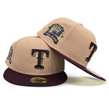 Toasted Pecan Texas Rangers Maroon Visor Gray Bottom Final Season Side Patch New Era 59Fifty Fitted