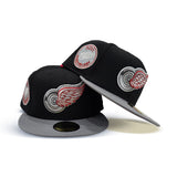 Black Detroit Red Wings Storm Gary Visor Gray Bottom 50th Anniversary Side Patch New Era 59Fifty Fitted