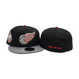 Black Detroit Red Wings Storm Gary Visor Gray Bottom 50th Anniversary Side Patch New Era 59Fifty Fitted