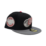 Black Detroit Red Wings Storm Gary Visor Gray Bottom 50th Anniversary Side Patch New Era 59Fifty Fitted