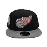 Black Detroit Red Wings Storm Gary Visor Gray Bottom 50th Anniversary Side Patch New Era 59Fifty Fitted