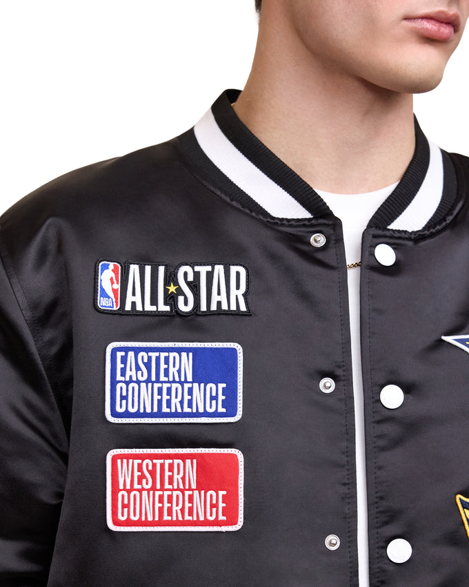 Black NBA All Star Game New Era Mens Rally Drive Medium Weight Satin Jacket