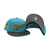 Teal Florida Marlins Dark Gray Visor Gray Bottom 1993 Inaugural Side Patch New Era 59Fifty Fitted