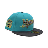 Teal Florida Marlins Dark Gray Visor Gray Bottom 1993 Inaugural Side Patch New Era 59Fifty Fitted