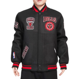 Black Chicago Bulls Pro Standard Crest Wool Varsity Jacket