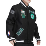 Black Boston Celtics Pro Standard Crest Wool Varsity Jacket