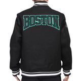 Black Boston Celtics Pro Standard Crest Wool Varsity Jacket