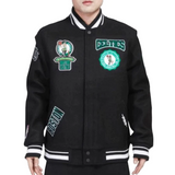 Black Boston Celtics Pro Standard Crest Wool Varsity Jacket