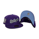 Purple Script Los Angeles Dodgers Sky Blue Bottom 40th Anniversary Side Patch New Era 59Fifty Fitted