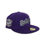 Purple Script Los Angeles Dodgers Sky Blue Bottom 40th Anniversary Side Patch New Era 59Fifty Fitted